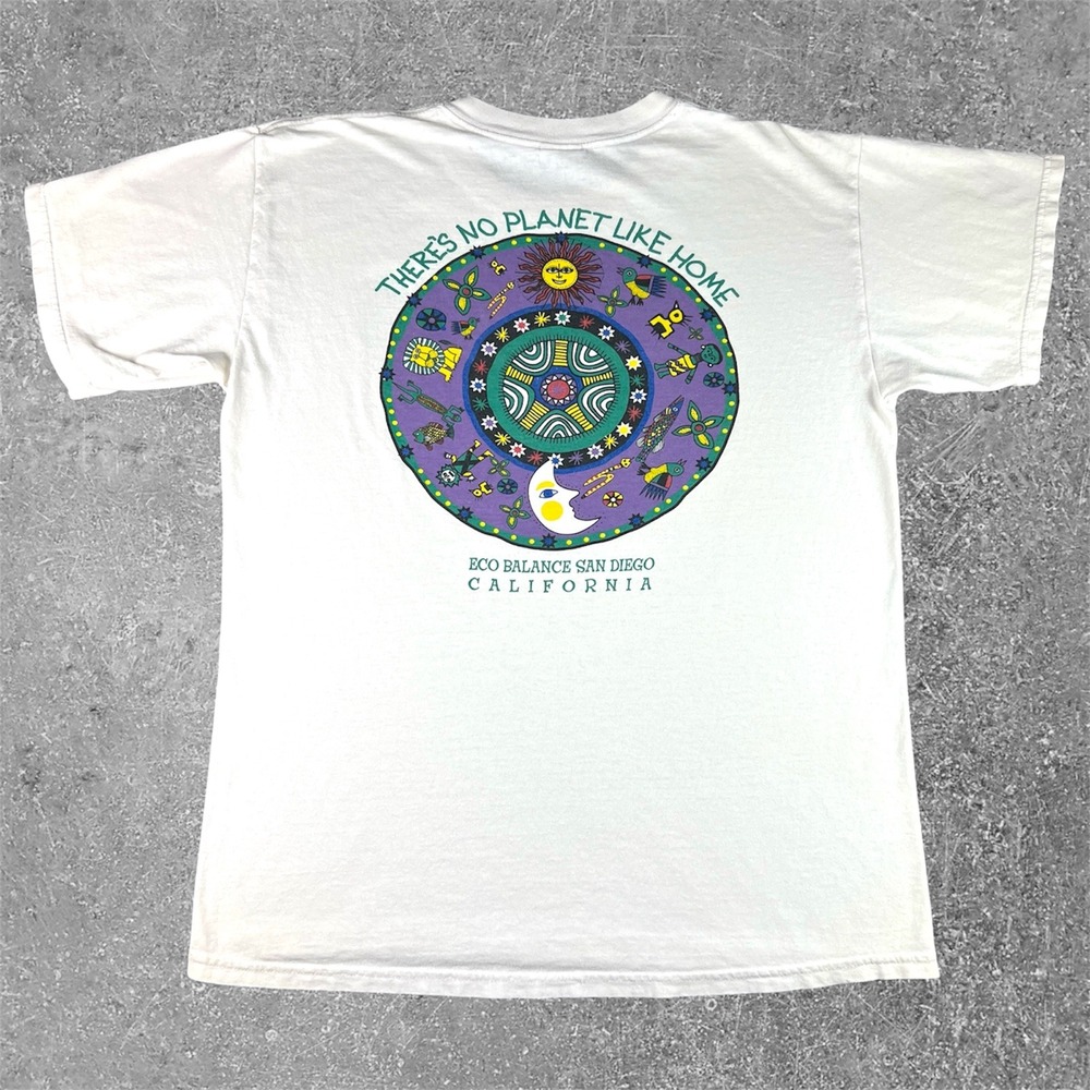 Vintage Eco Balance San Diego California T-Shirt Mens Large Celestrial Nature